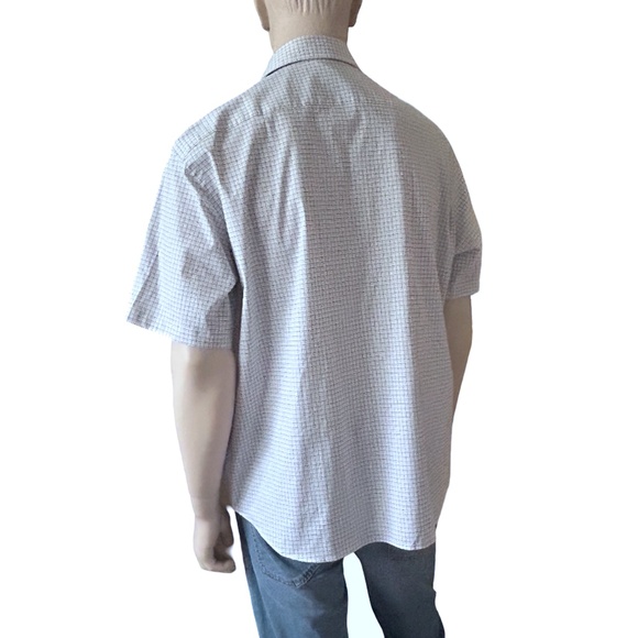 Tommy Hilfiger Shirt Button Up Short Sleeve Cotton Blend Window Pane Versatile - Picture 9 of 14